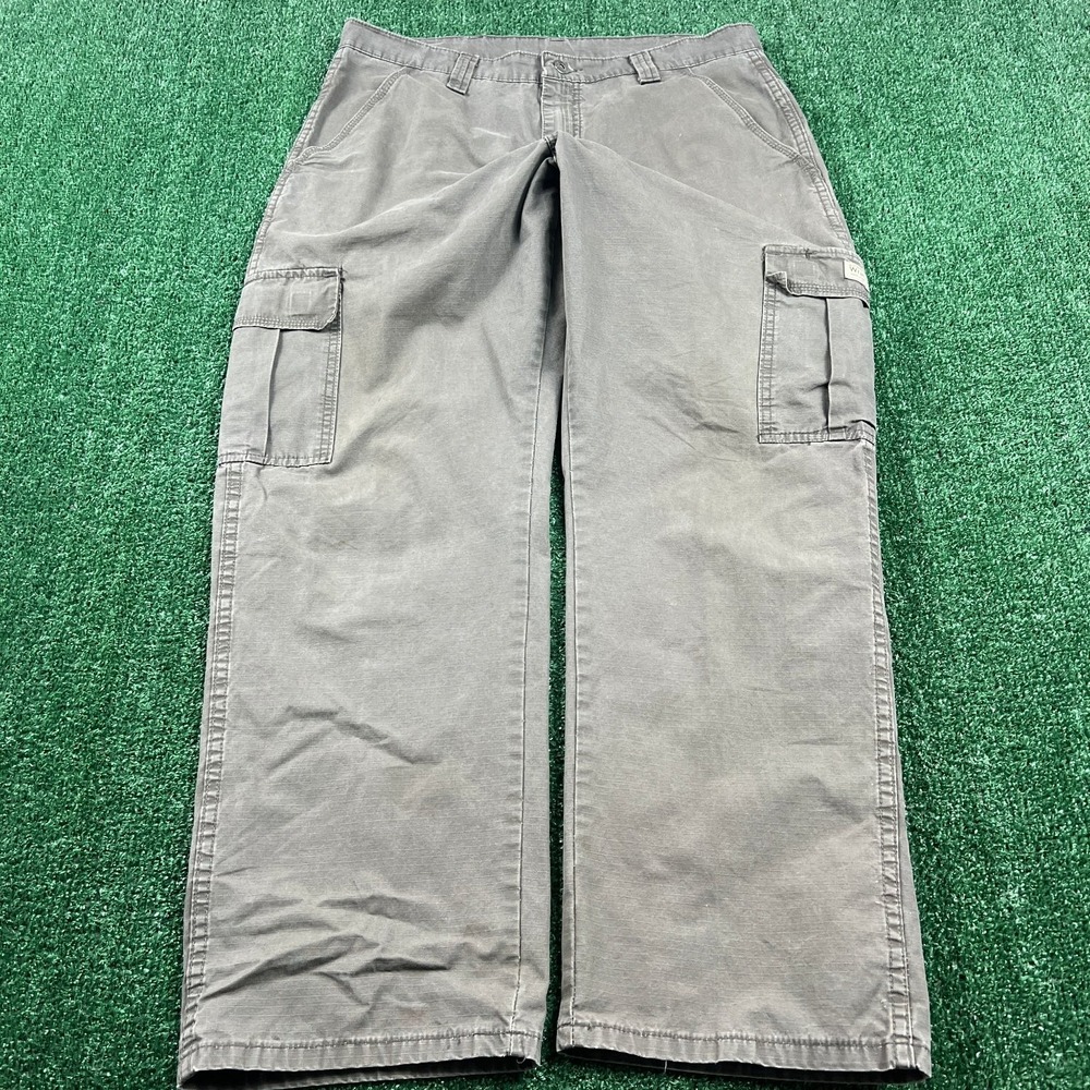 Wrangler Cargo Canvas Pants Mens 35x29" Gray Workwear Baggy Straight Modern‎ - Picture 4 of 9